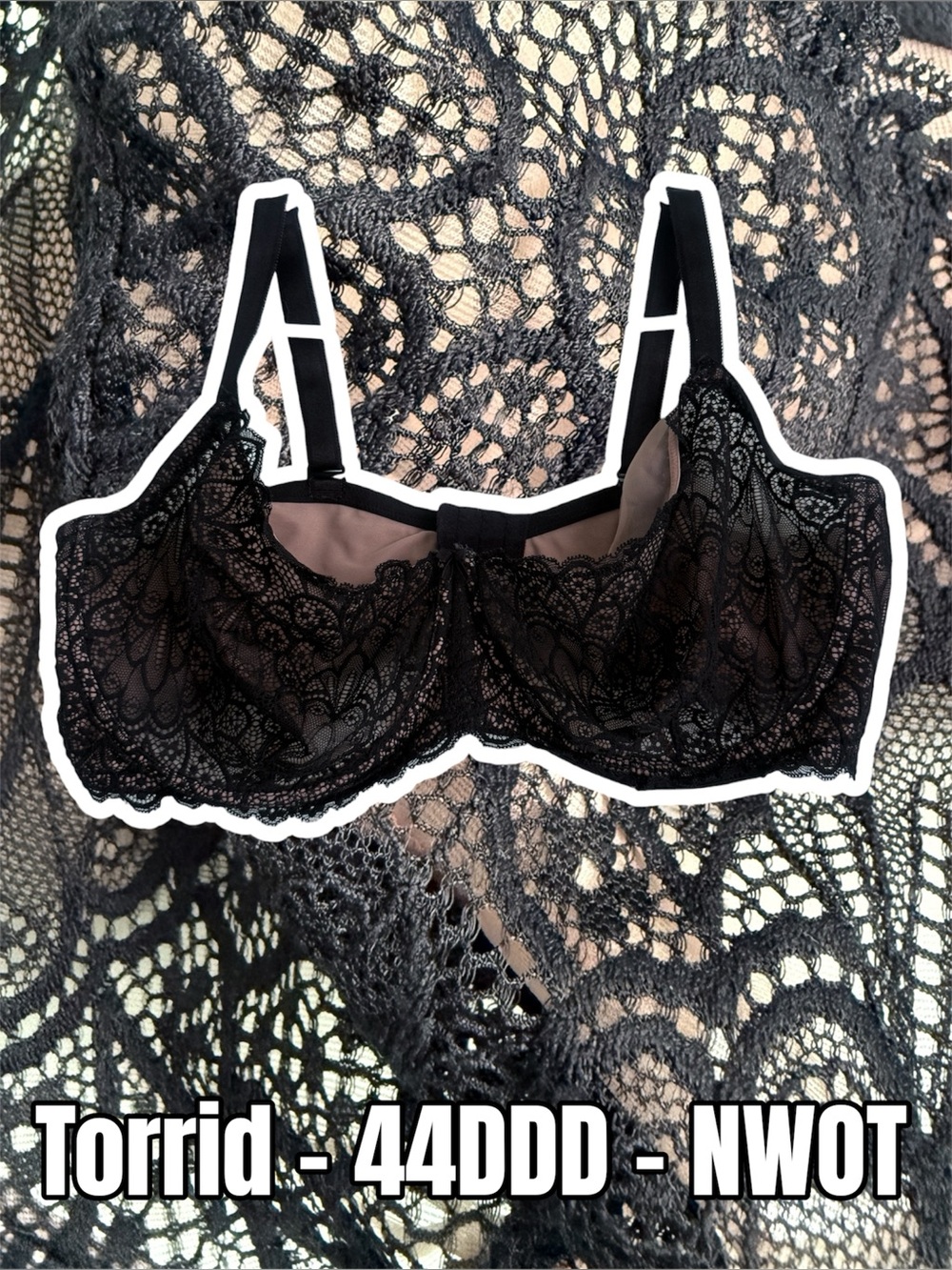 torrid Black Lace Underwire Bra - Sheer Lace Design